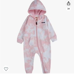 Levi's baby Long Sleeve Hooded Tie dye Coverall Jumpsuit
